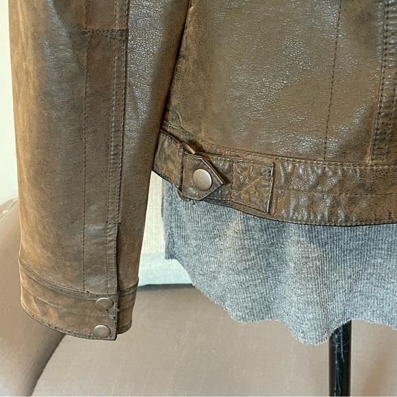 Hei Hei Causeway Faux Leather Jacket Women's Brown Gray Knit Lining sz M. - Picture 8 of 9